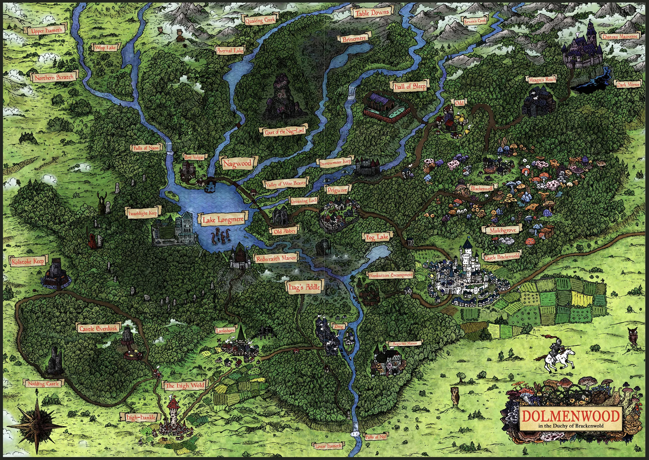 Map of Dolmenwood in the Duchy of Brackenwold